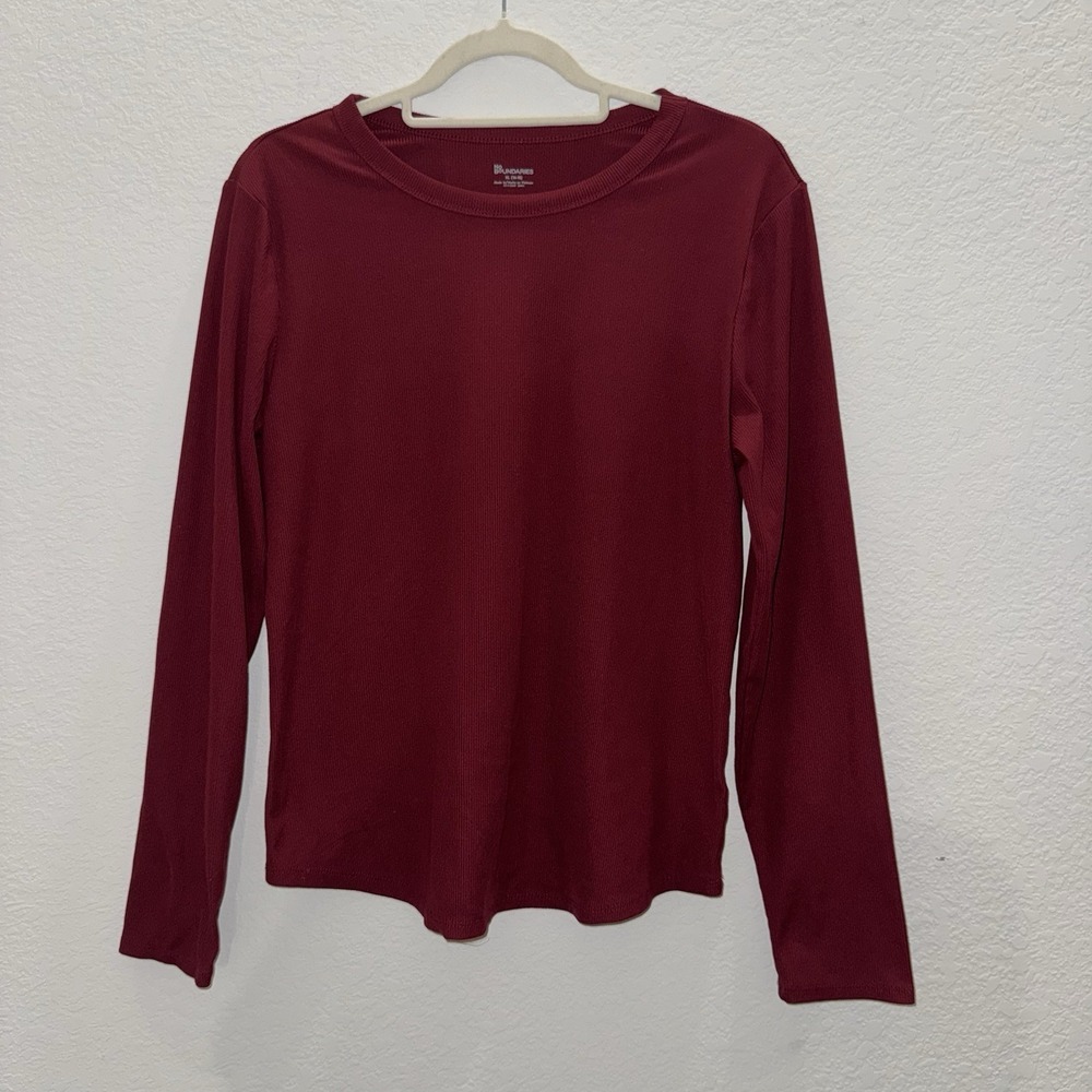 No Boundaries Women's Size XL‎ Tee Shirt Long Sleeve Red Casual Top Yoga